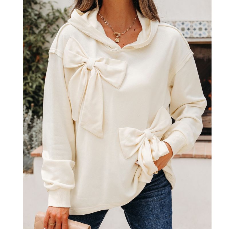 Bow Detail Loose Hoodie